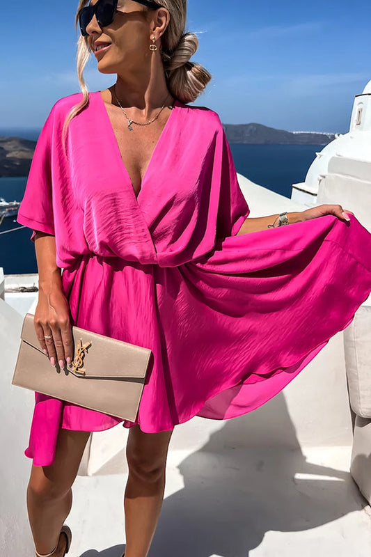 Batwing Sleeve Satin Dress