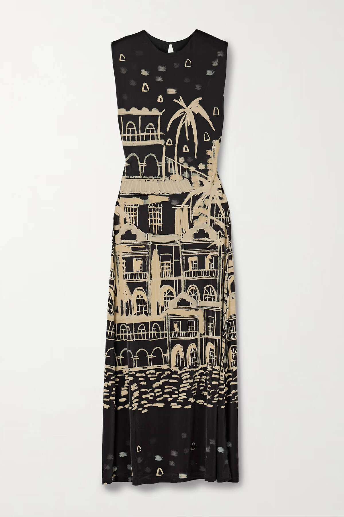 Unique Geometric Print Satin Maxi Dress