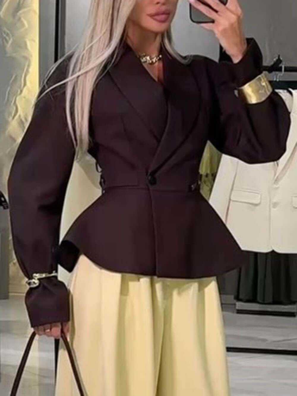 Retro Ruched High-Waist Lantern Pants