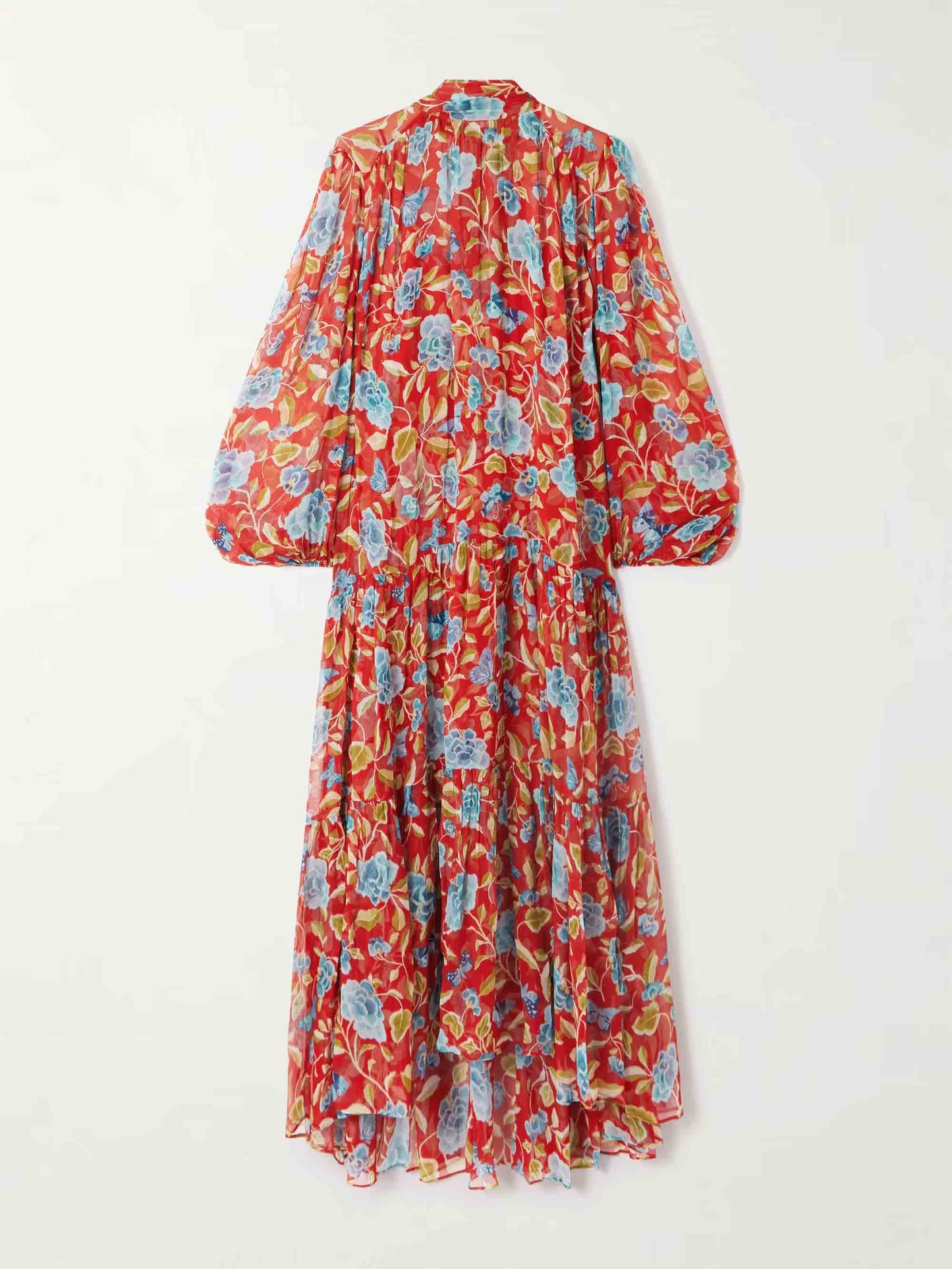 Exquisite High-neck Floral Print Chiffon Maxi Dress