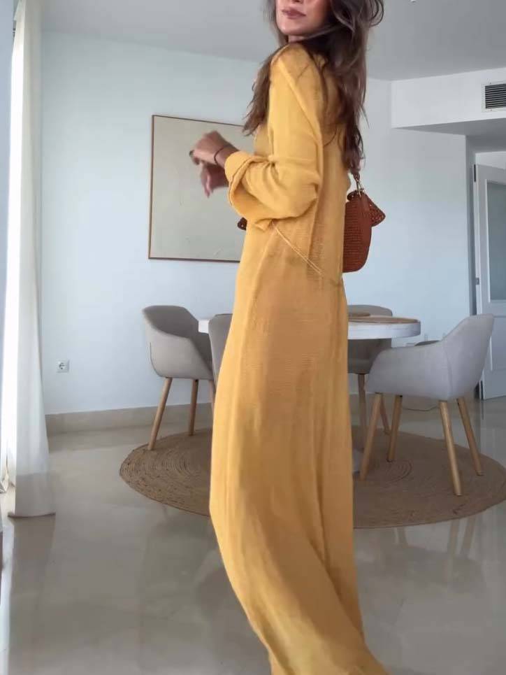 Vacation Style Loose Semi-permeable Knitted Maxi Dress