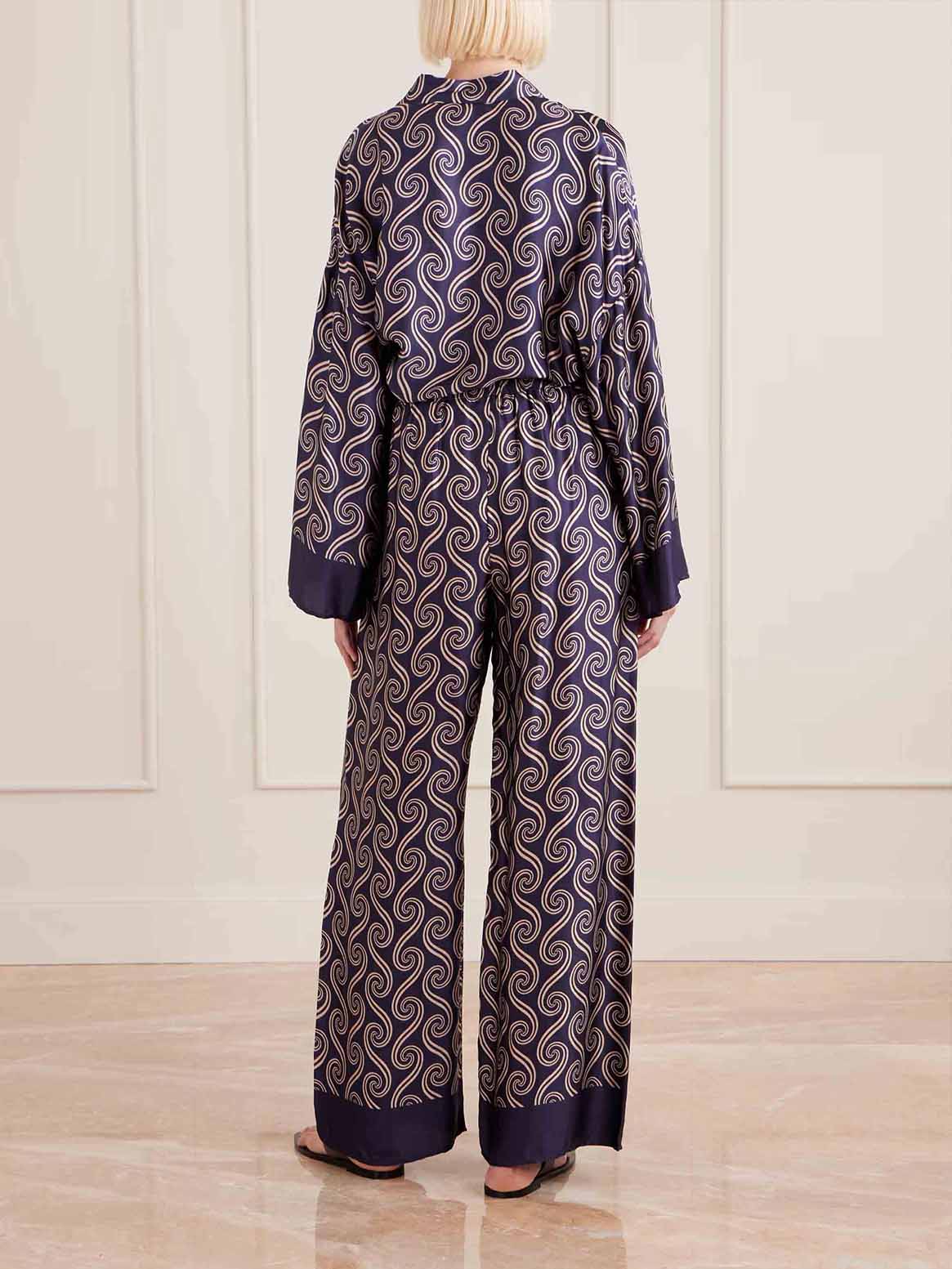 Unique Swirl Print Wide-Leg Pants