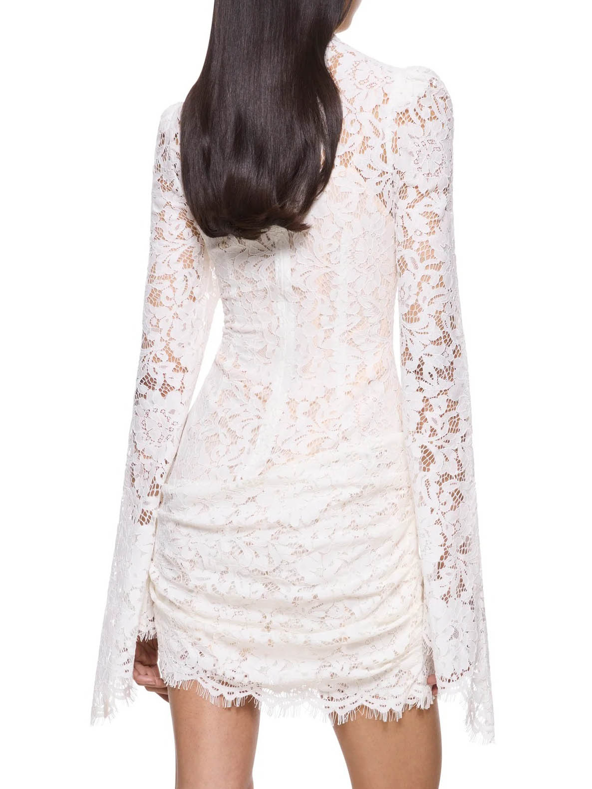 Elegant High-neck Lace Long-sleeved Mini Dress