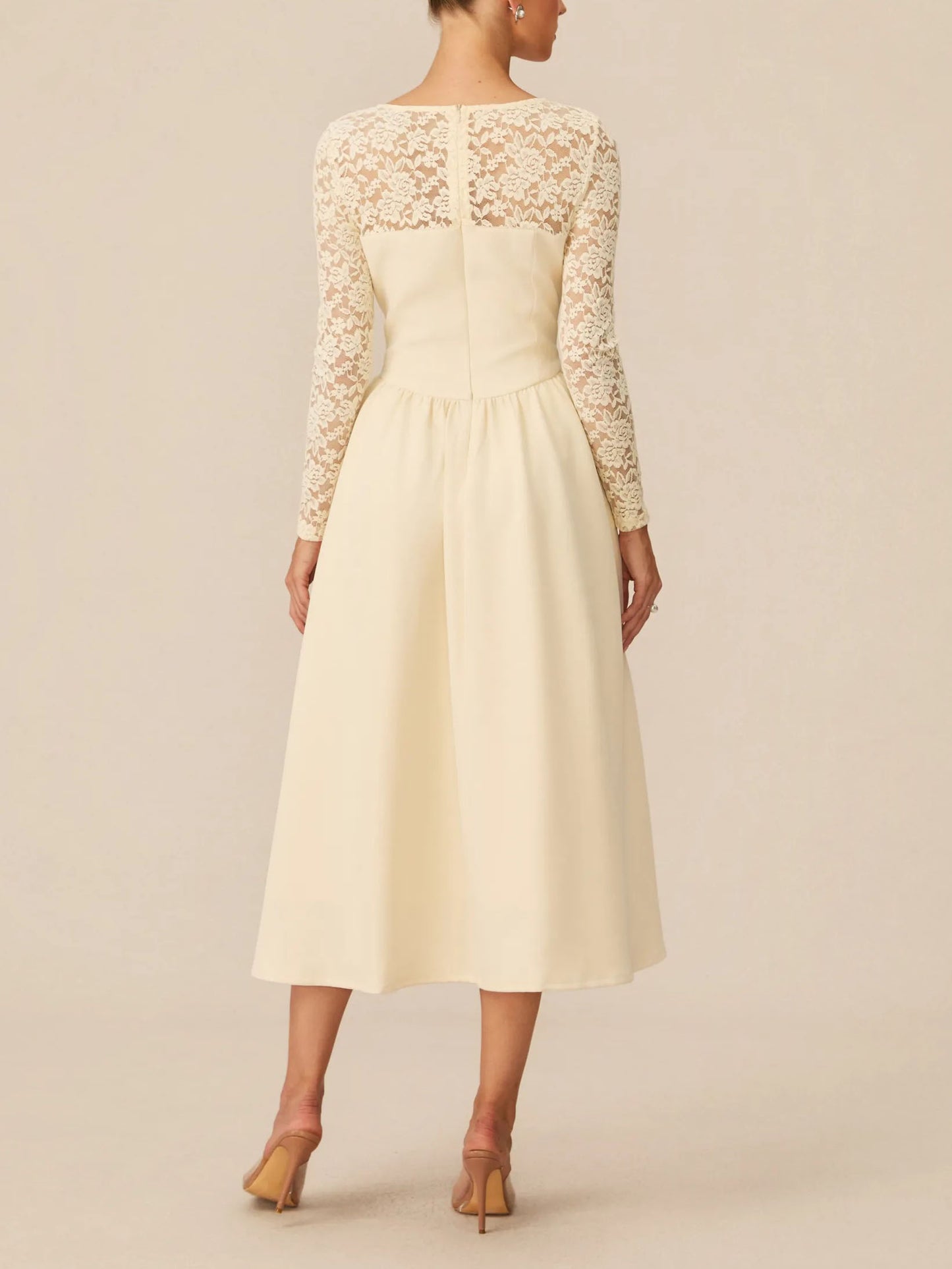 Exquisite Lace Sleeve Midi Dress