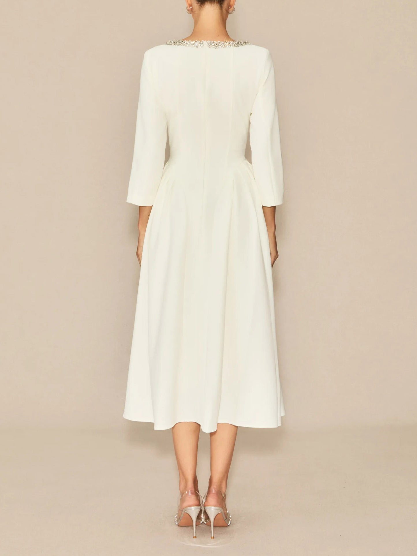 Elegant Crystal Embellished Midi Dress