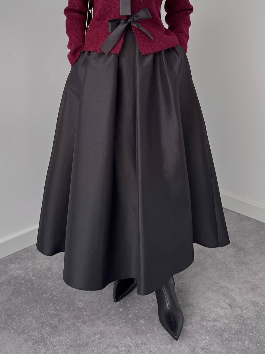 Elegant Cape-Shoulder Shirt And Asymmetrical A-Line Midi Skirt Set