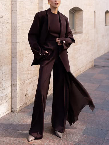 Elegant Asymmetrical Sleeveless Chiffon Vest Two-Piece Set