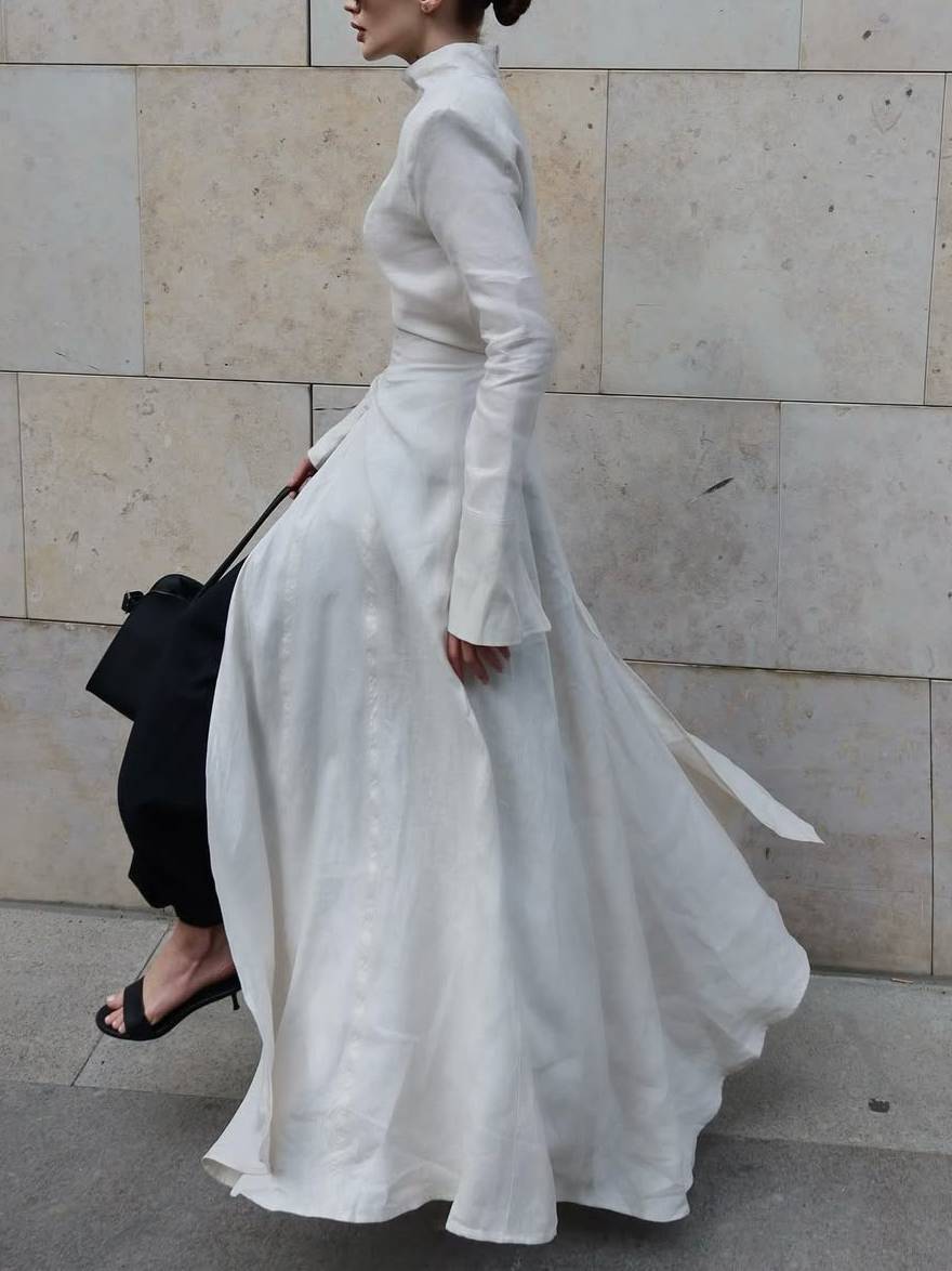 Long Sleeve Slit Shirt Dress And Wide Leg Pants Suit-Pants