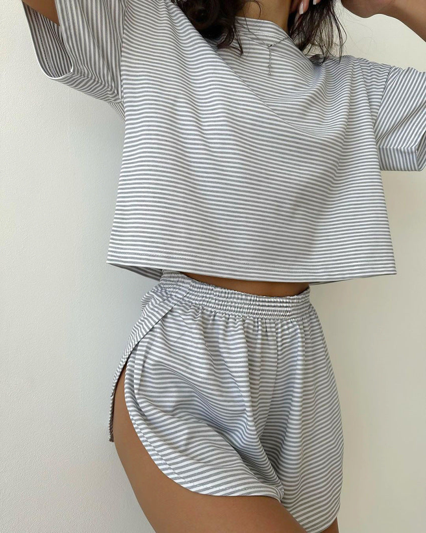 Striped comfortable loose casual two-piece set