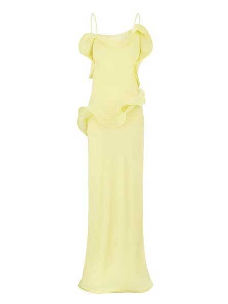 Playful Curled Hem Slim Fit Maxi Dress