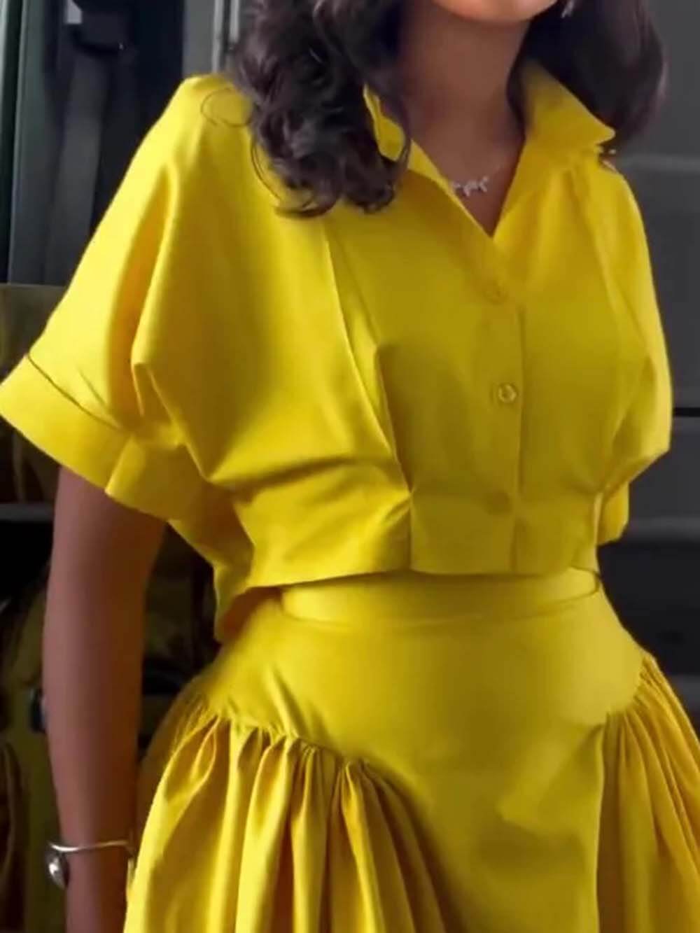 Casual High-Waist Ruched Skirt