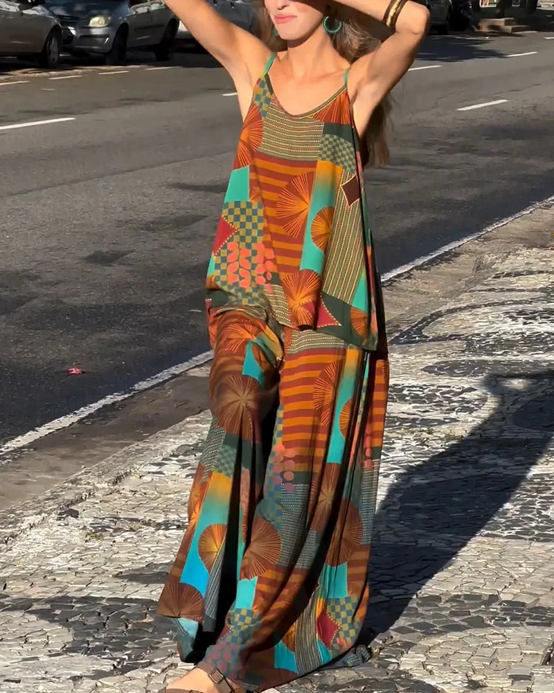 Resort style loose printed two piece set