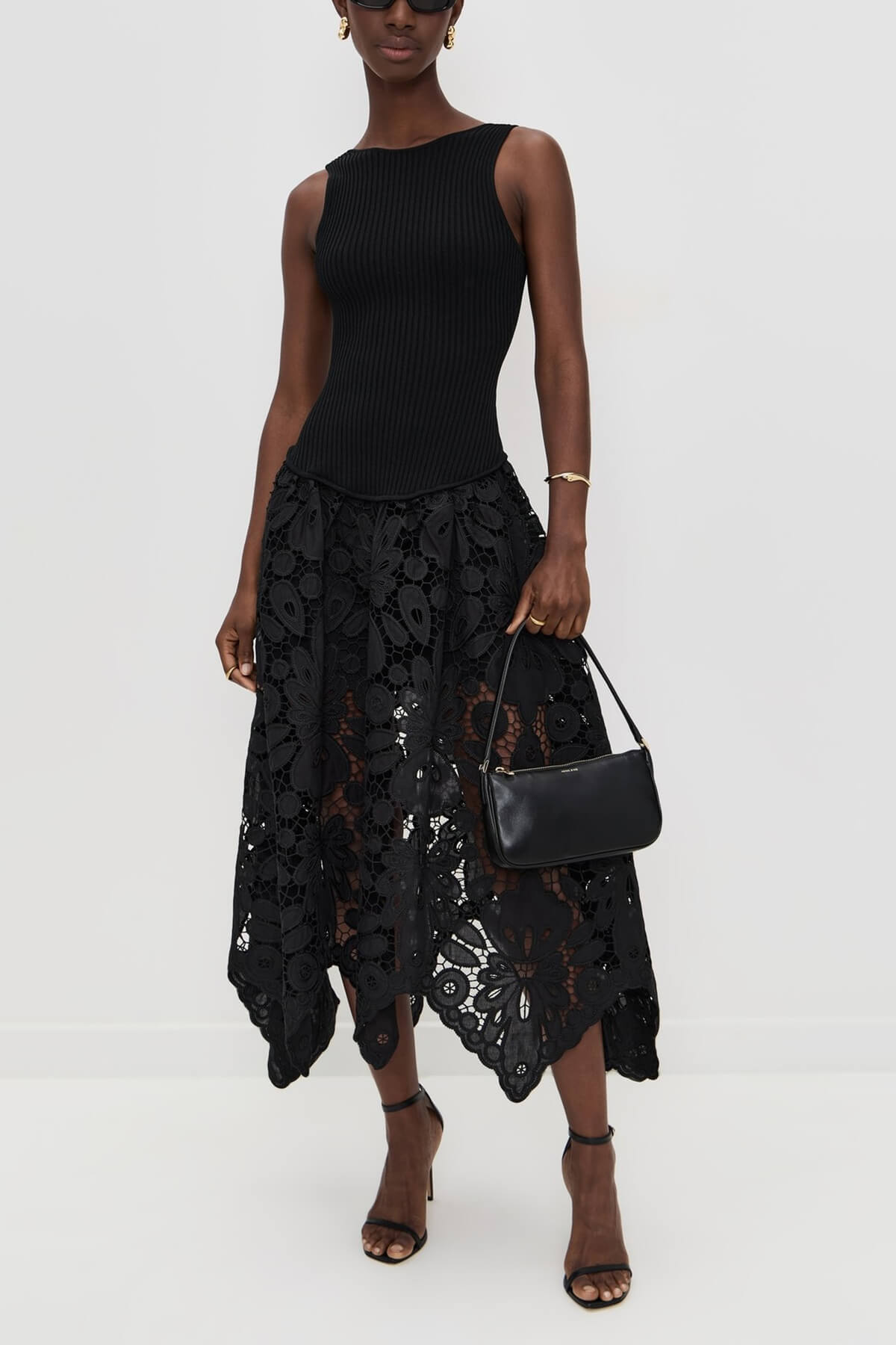 Exquisite Lace Crochet Backless Party Wear Midi Dress