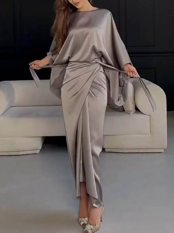 Minimalist Loose Shirt And Lace-up Skirt Suit-Skirt