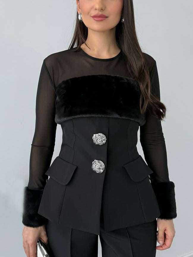 Elegant Tailored High-Waist Suit Trousers