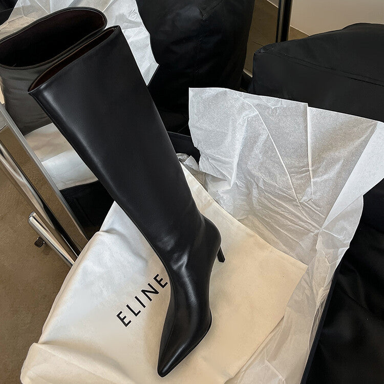 European and American sexy thin heel boots 2024 autumn and winter new fashion pointed sleeve temperament high heel fashion boots women