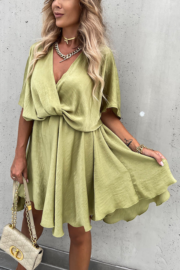 Batwing Sleeve Satin Dress