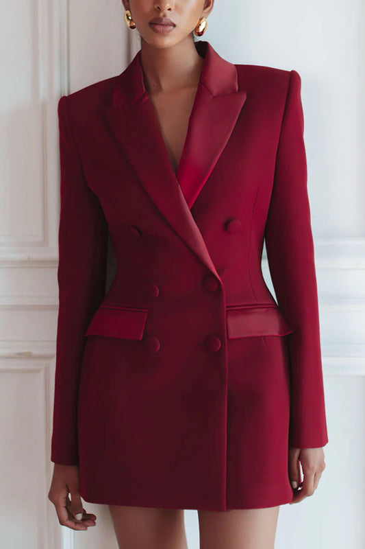 Elegant Double-Breasted Lapel Tuxedo Mini Dress