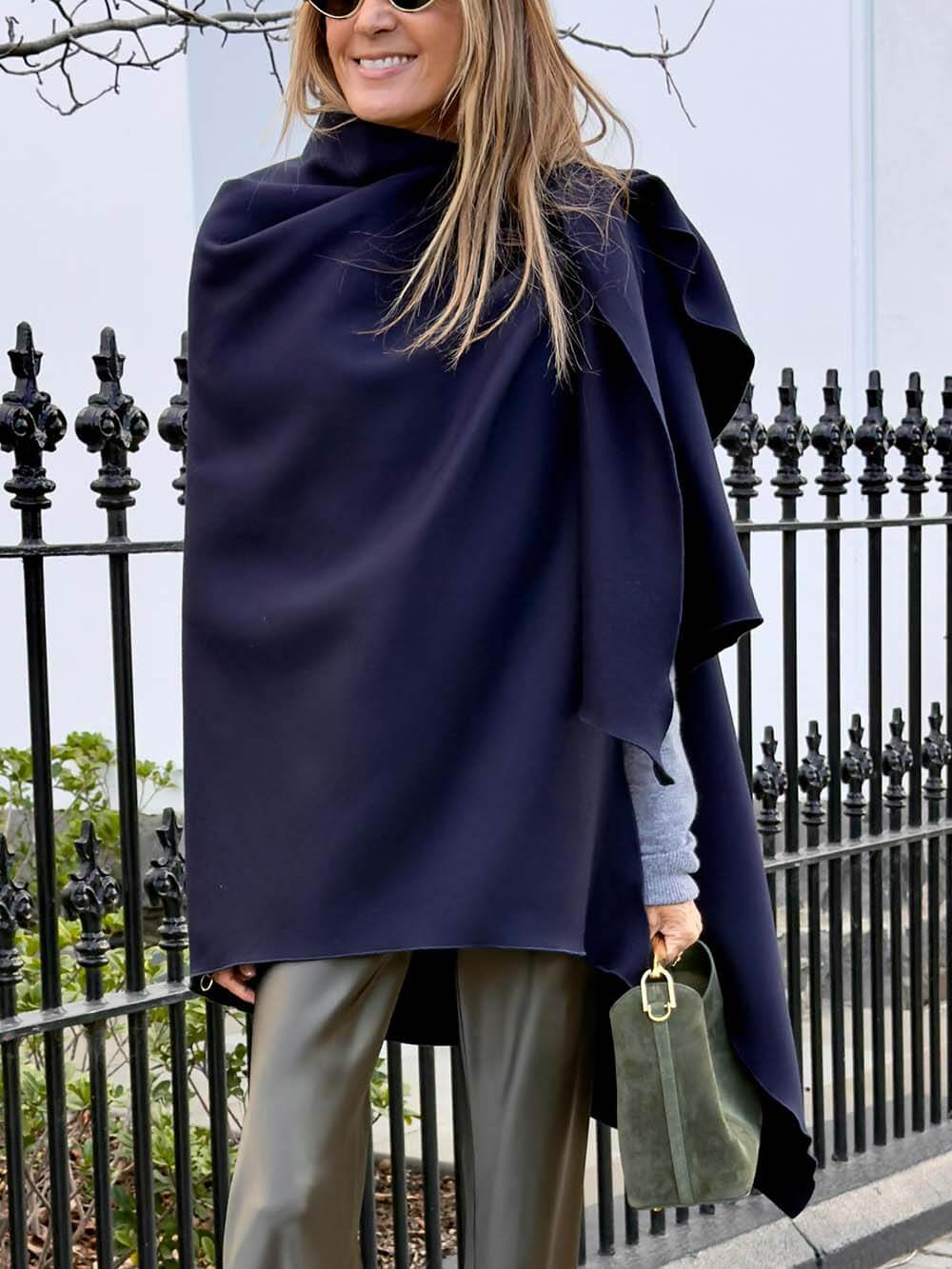 Asymmetrical Wrap French Cape Coat