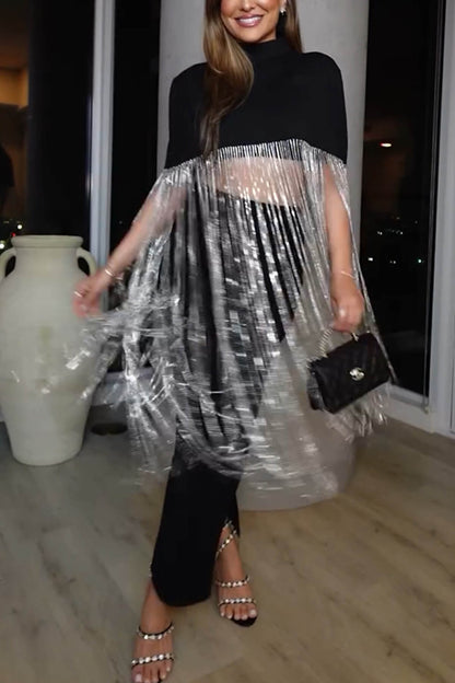 Fashion Tassel Patchwork Loose Party Top