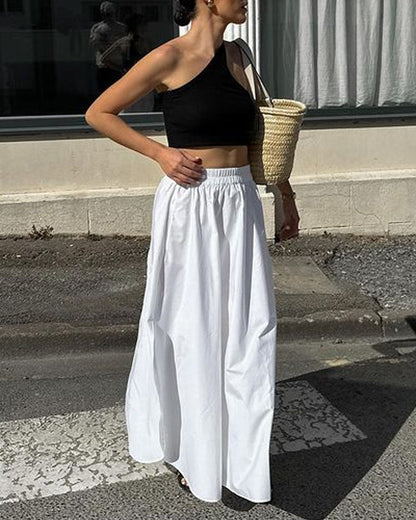 Casual Two-Piece Vest & Vented Skirt Set