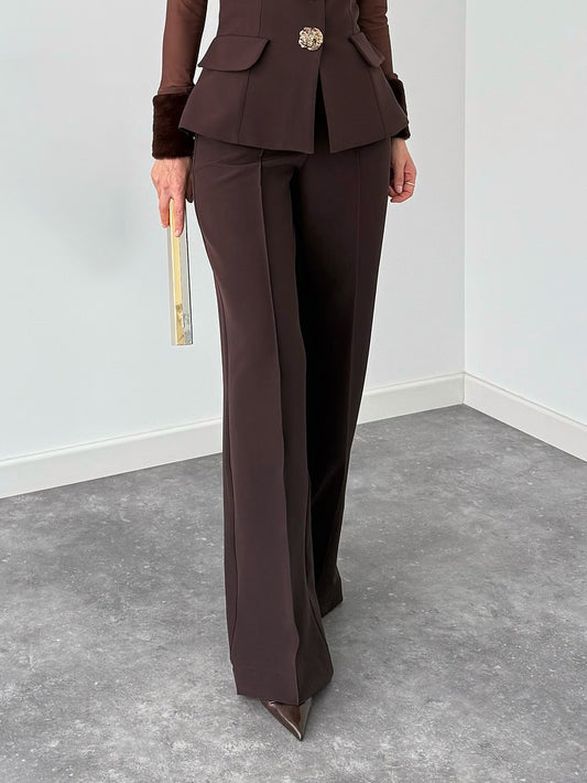 Elegant Tailored High-Waist Suit Trousers