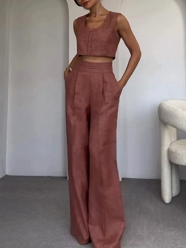 Casual Short Vest And Trousers Two-piece Set