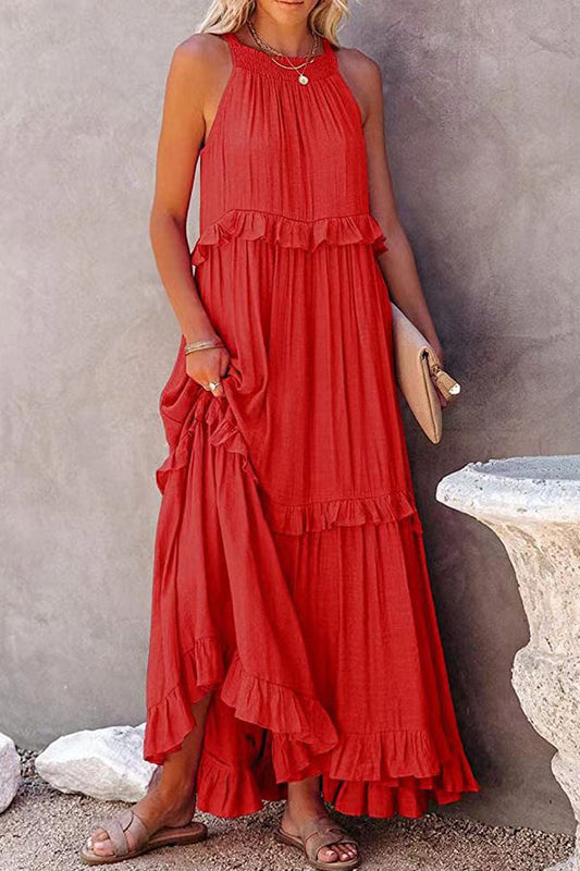 Irregular cake skirt sleeveless long mop skirt