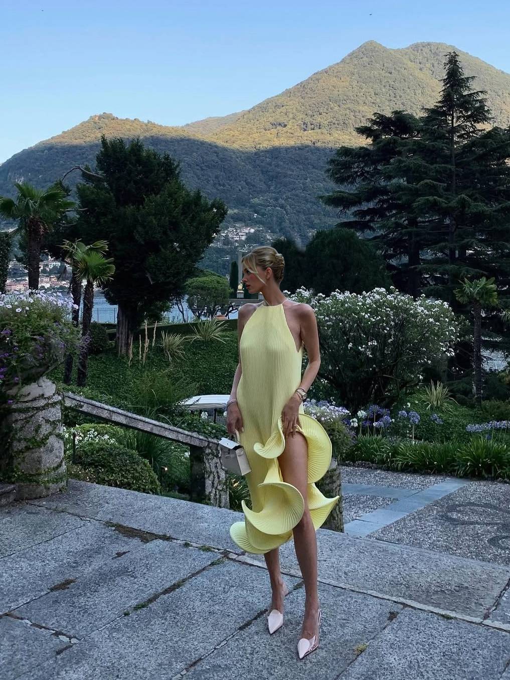 Asymmetric Rolled Hem Midi Dress