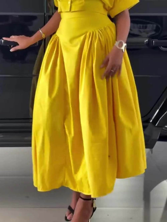 Casual High-Waist Ruched Skirt