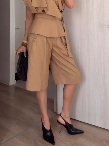 Vintage Belt Vest And Shorts Set - Shorts