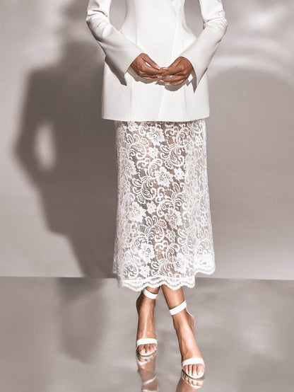 Elegant Lace Elastic Waist Skirt