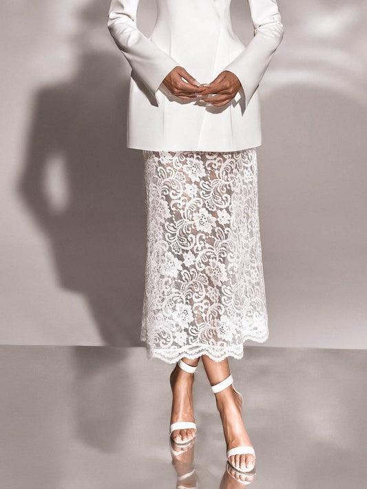 Elegant Lace Elastic Waist Skirt