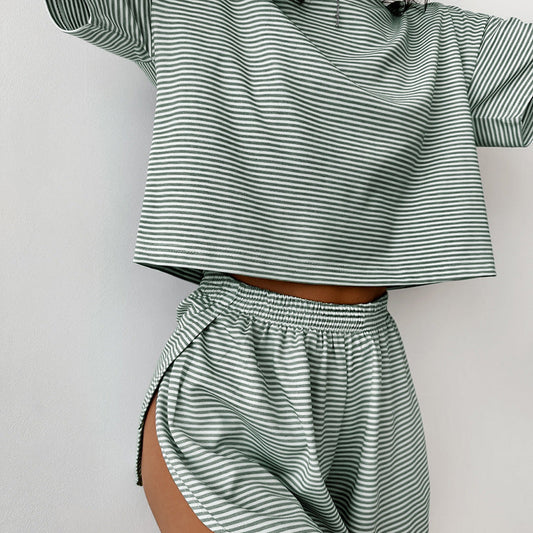 Striped comfortable loose casual two-piece set