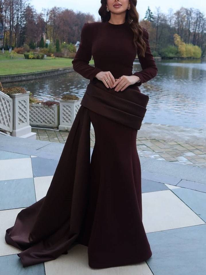 Pleated Ribbon Design Maxi Dress