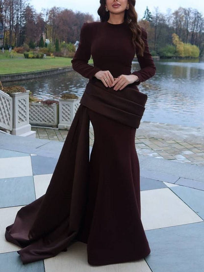 Pleated Ribbon Design Maxi Dress