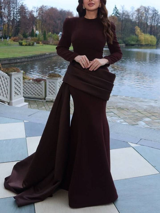 Pleated Ribbon Design Maxi Dress