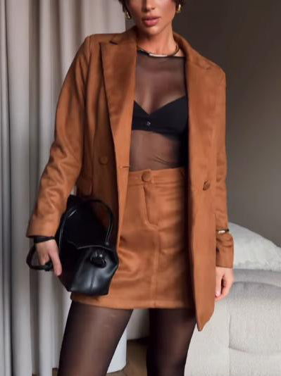 Casual Suede Lapel Blazer