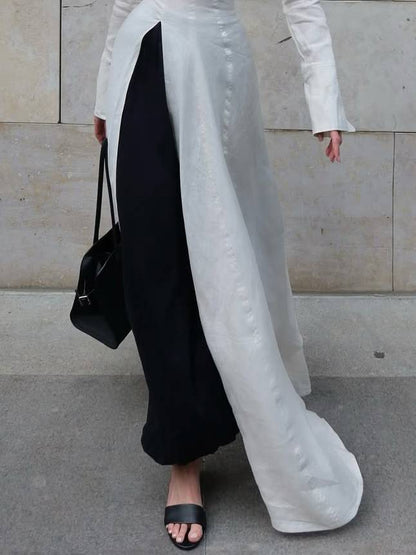 Long Sleeve Slit Shirt Dress And Wide Leg Pants Suit-Pants