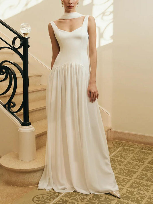 Elegant Bodycon Chiffon Flowing Maxi Dress