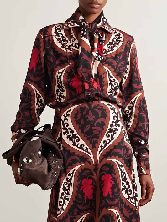 Retro Collar Printed Shirt