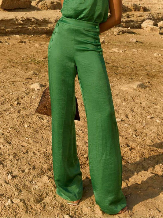 Fashionable Button-down Straight Pants
