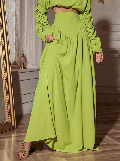 Elegant Pleated Tie High-Waisted Skirt