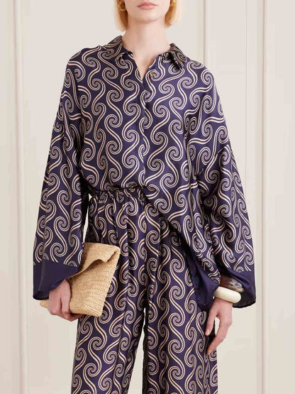 Unique Swirl Print Long-Sleeve Shirt