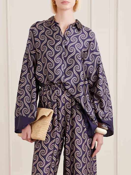 Unique Swirl Print Long-Sleeve Shirt