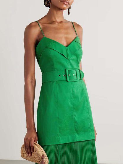 Elegant Holder Neck Tie Waist Tank Top