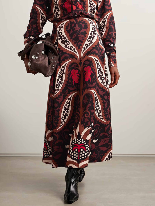 Retro Print Midi Skirt