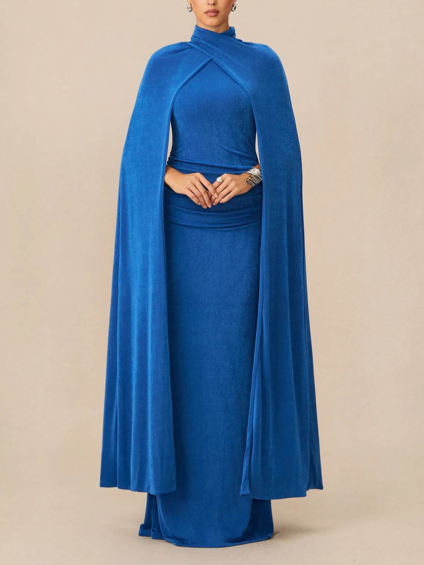 Exquisite Cape Sleeve Maxi Dress
