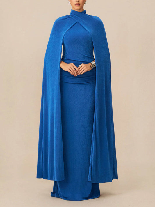 Exquisite Cape Sleeve Maxi Dress