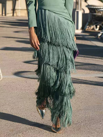 Elegant Layered Fringe Skirt